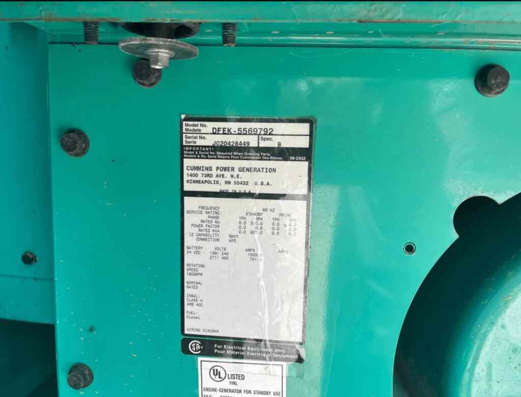 Cummins DFEK Standby Diesel Generator - Tier 1